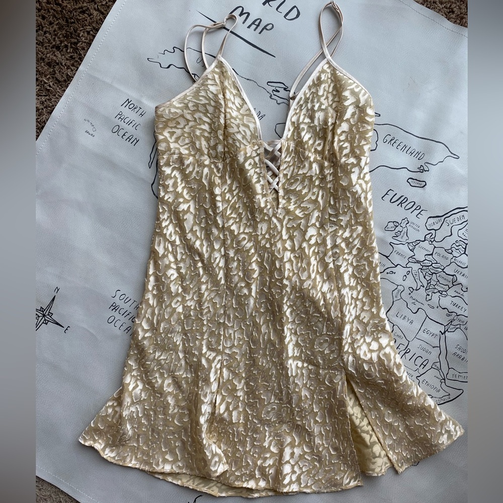 La Senza lingerie gold cheetah short dress with adjustable straps
